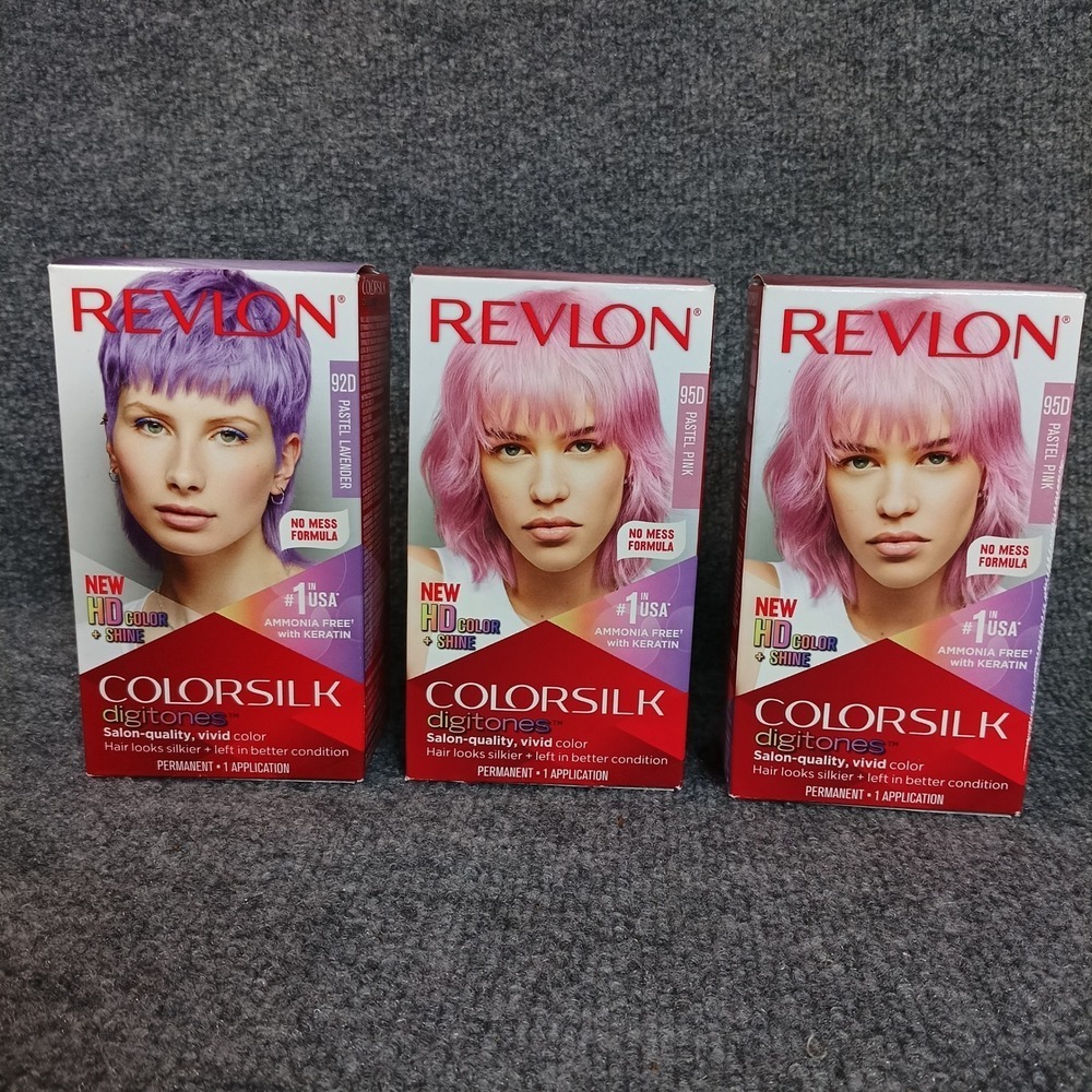 Revlon Colorsilk Digitones Hair Color Bundle Pastel Pink Lavender 3 Boxes